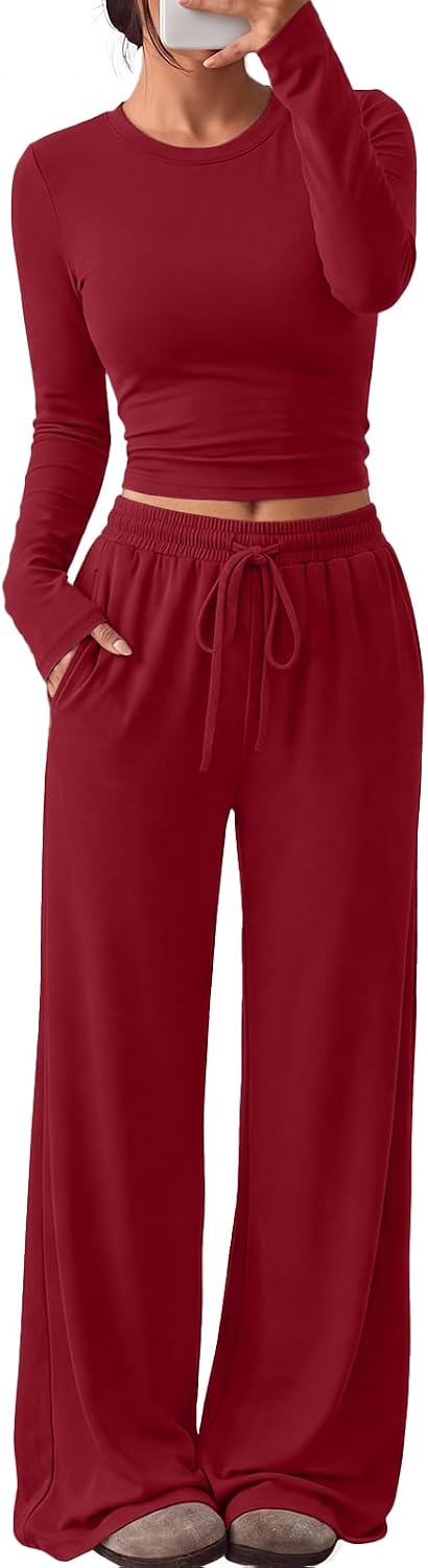 Trendy Queen Women's 2 Piece 2026 Fall Fashion Lounge Set with Pockets