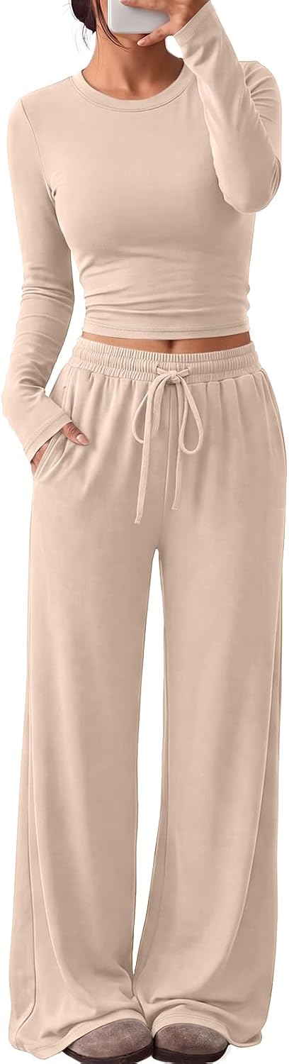Trendy Queen Women's 2 Piece 2026 Fall Fashion Lounge Set with Pockets