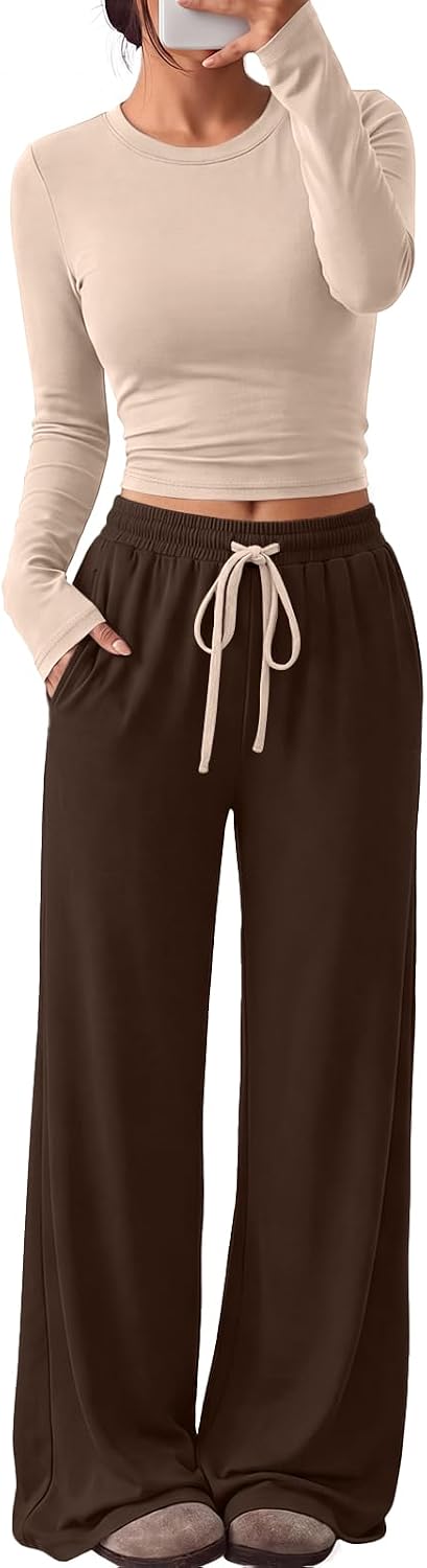 Trendy Queen Women's 2 Piece 2026 Fall Fashion Lounge Set with Pockets