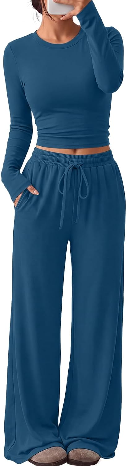 Trendy Queen Women's 2 Piece 2026 Fall Fashion Lounge Set with Pockets