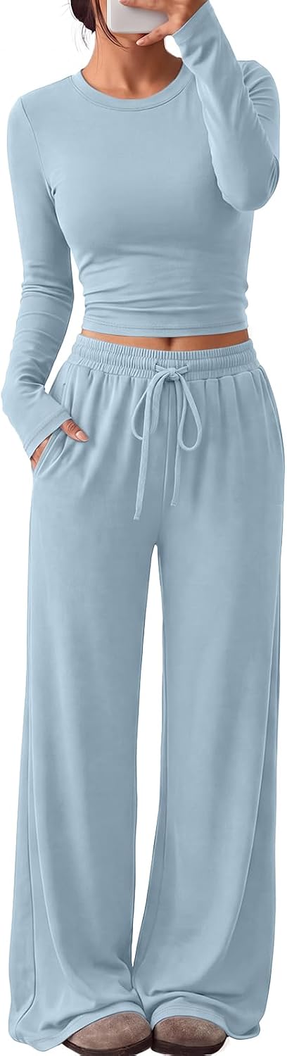 Trendy Queen Women's 2 Piece 2026 Fall Fashion Lounge Set with Pockets