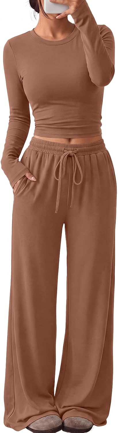 Trendy Queen Women's 2 Piece 2026 Fall Fashion Lounge Set with Pockets