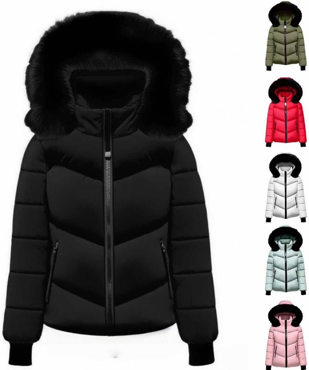 Winter Jackets For Women Uk Womens Zip Up Coats Plus Size Puffer Coat Ladies Heated Fleece Jacket With Hood Lightweight Quilted Down Cozy Cardigans Body Warmers Trench Coats Outdoor Fashion Clothes