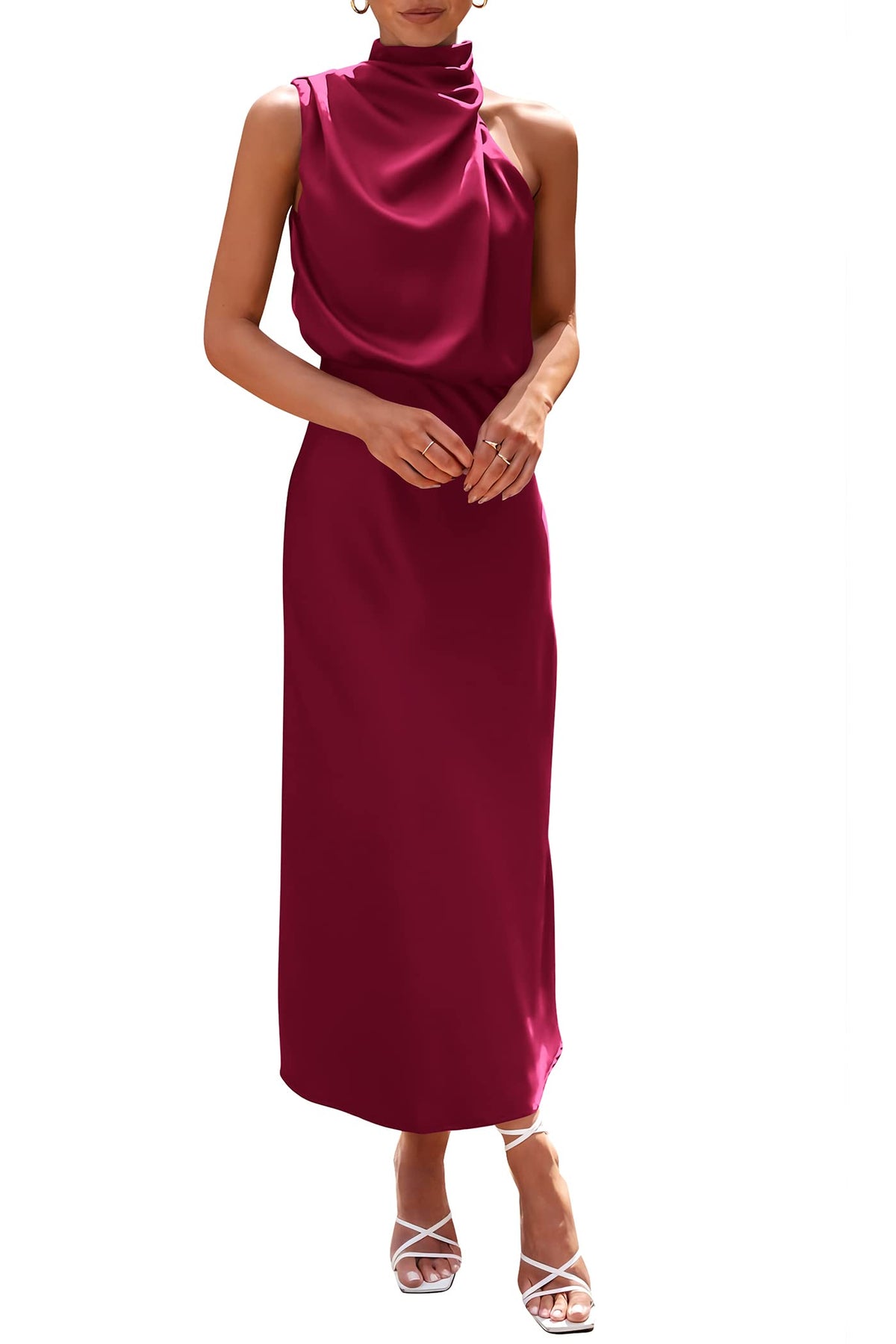 PRETTYGARDEN Women's Summer Satin Maxi Cocktail Dress