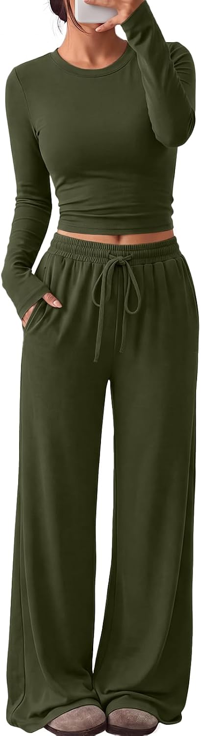 Trendy Queen Women's 2 Piece 2026 Fall Fashion Lounge Set with Pockets