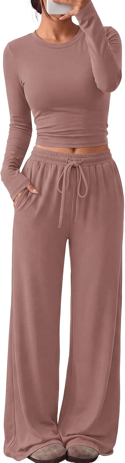 Trendy Queen Women's 2 Piece 2026 Fall Fashion Lounge Set with Pockets