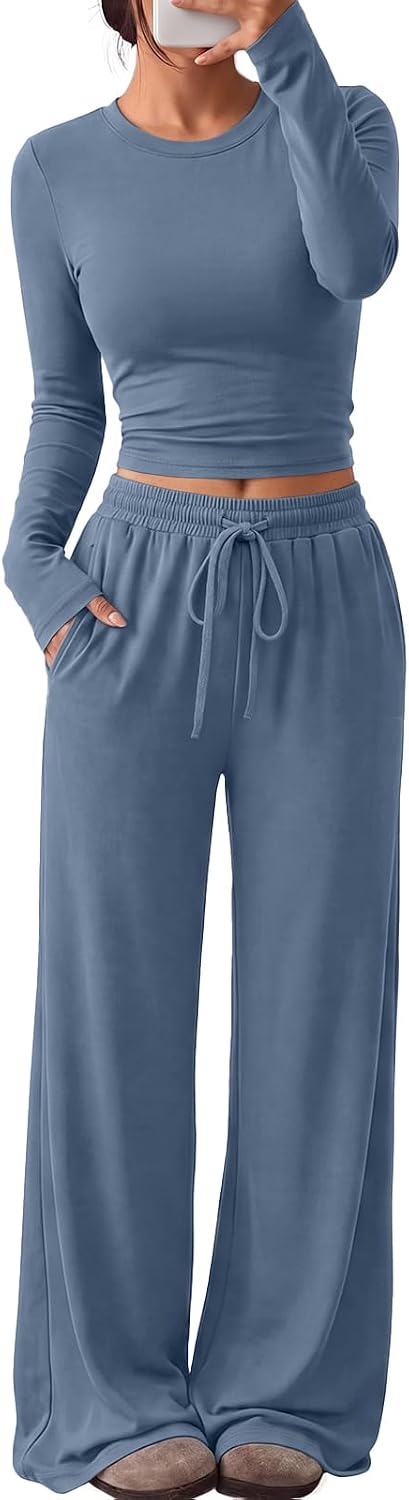 Trendy Queen Women's 2 Piece 2026 Fall Fashion Lounge Set with Pockets