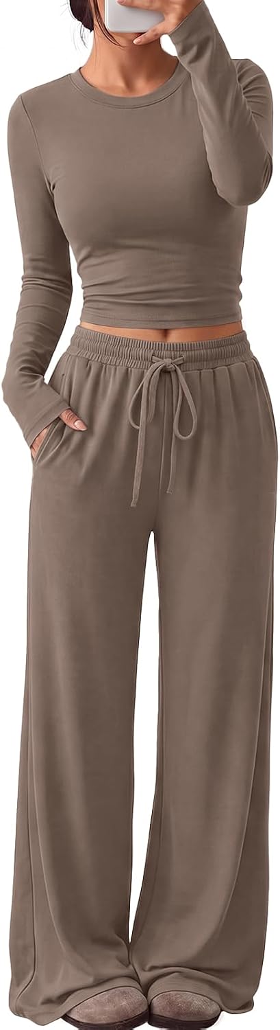 Trendy Queen Women's 2 Piece 2026 Fall Fashion Lounge Set with Pockets