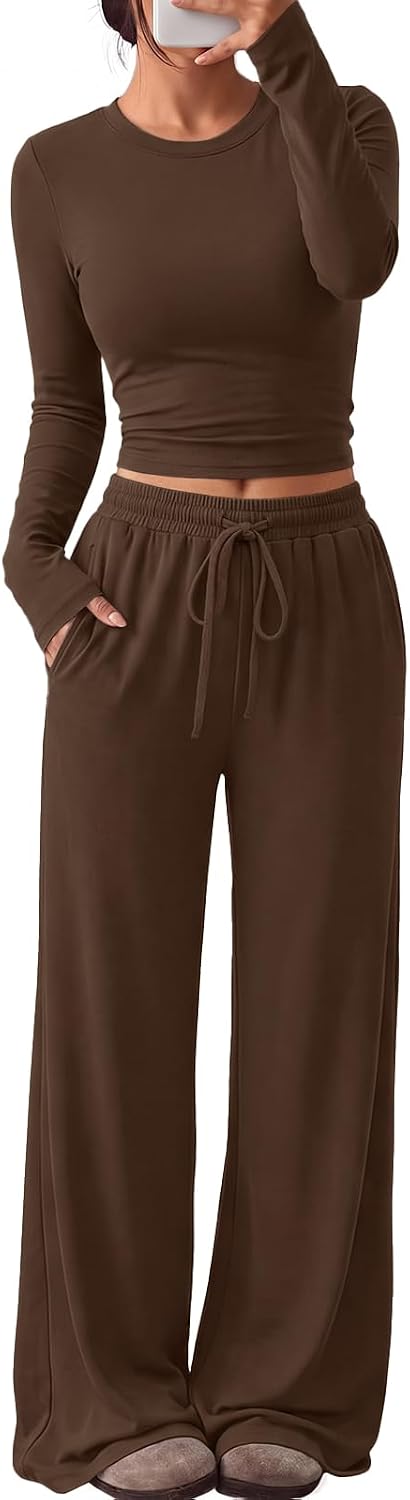 Trendy Queen Women's 2 Piece 2026 Fall Fashion Lounge Set with Pockets