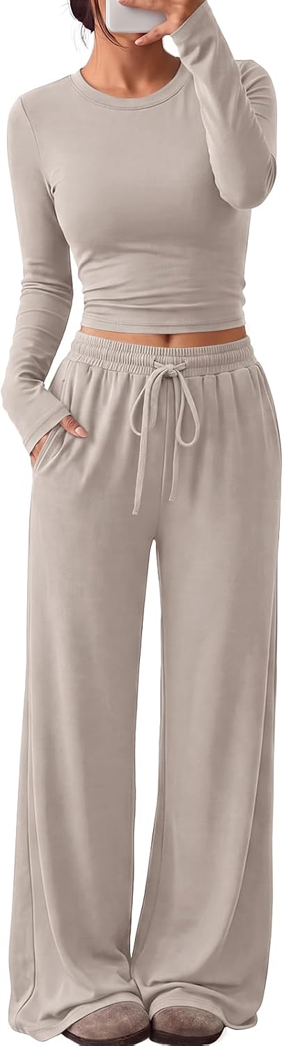 Trendy Queen Women's 2 Piece 2026 Fall Fashion Lounge Set with Pockets