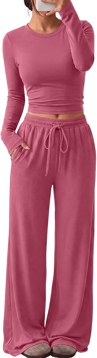 Trendy Queen Women's 2 Piece 2026 Fall Fashion Lounge Set with Pockets
