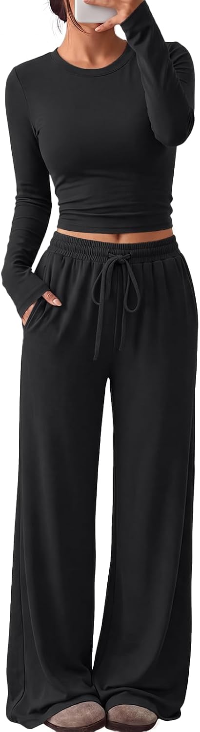 Trendy Queen Women's 2 Piece 2026 Fall Fashion Lounge Set with Pockets
