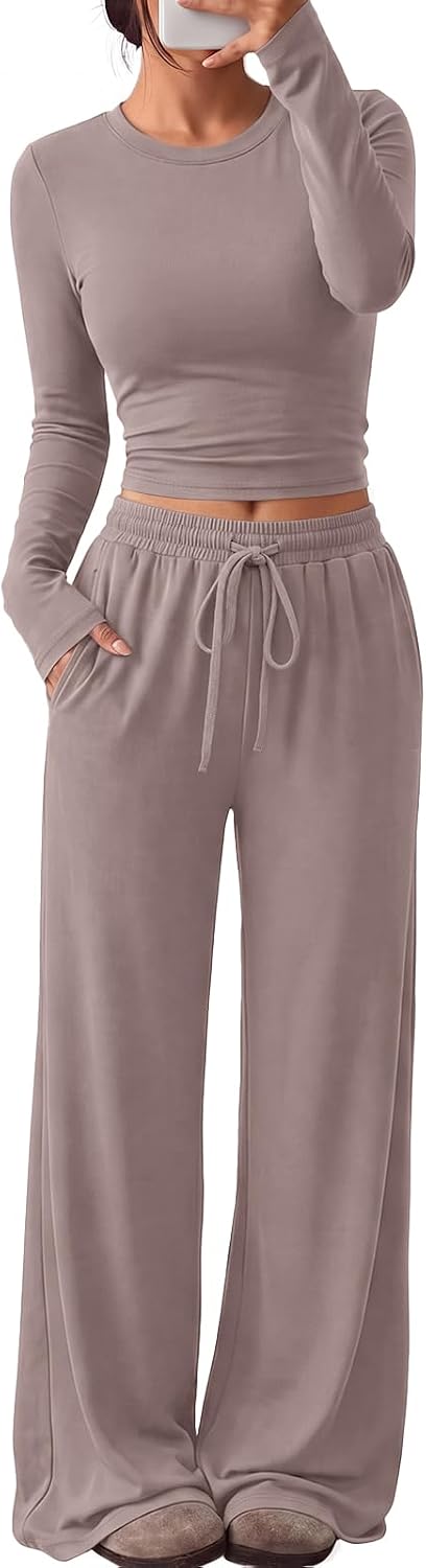 Trendy Queen Women's 2 Piece 2026 Fall Fashion Lounge Set with Pockets