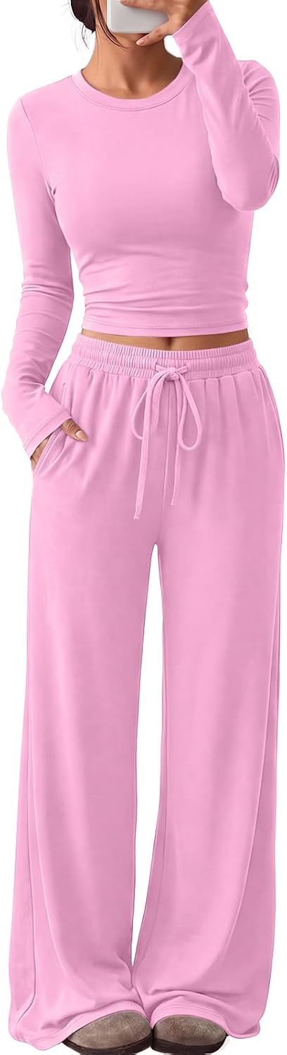 Trendy Queen Women's 2 Piece 2026 Fall Fashion Lounge Set with Pockets