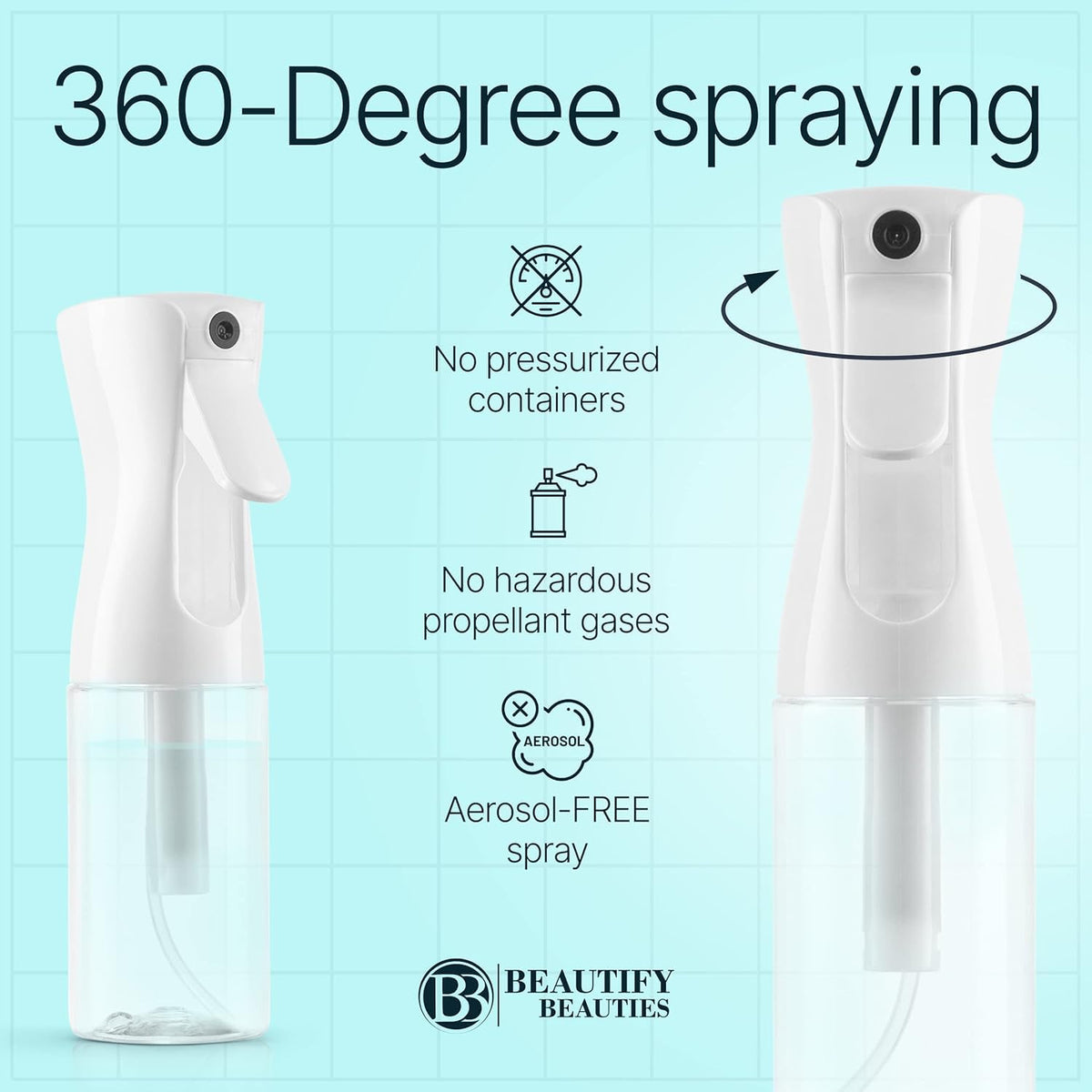 BeautifyBeauties Continuous Spray Bottle for Hair, 10.1 oz Mister Spray
