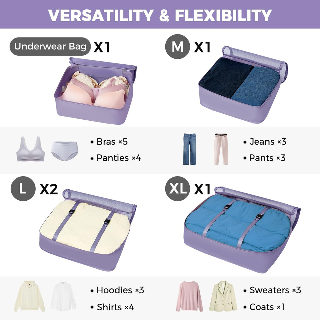 BAGAIL 8 Set Packing Cubes Luggage Packing Organizers for Travel Accessories-Cream