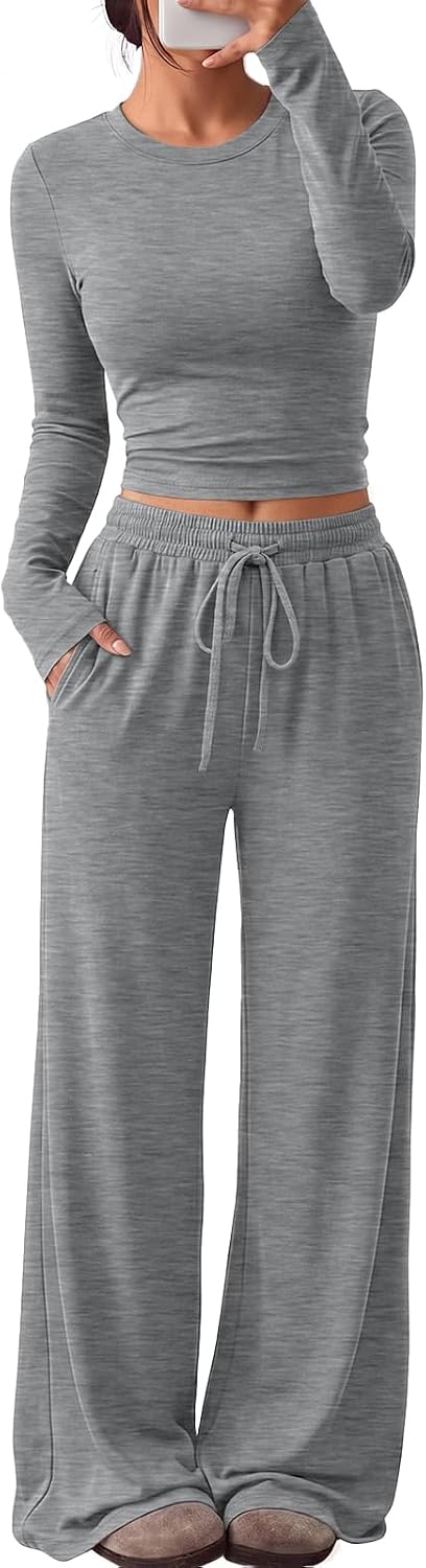 Trendy Queen Women's 2 Piece 2026 Fall Fashion Lounge Set with Pockets