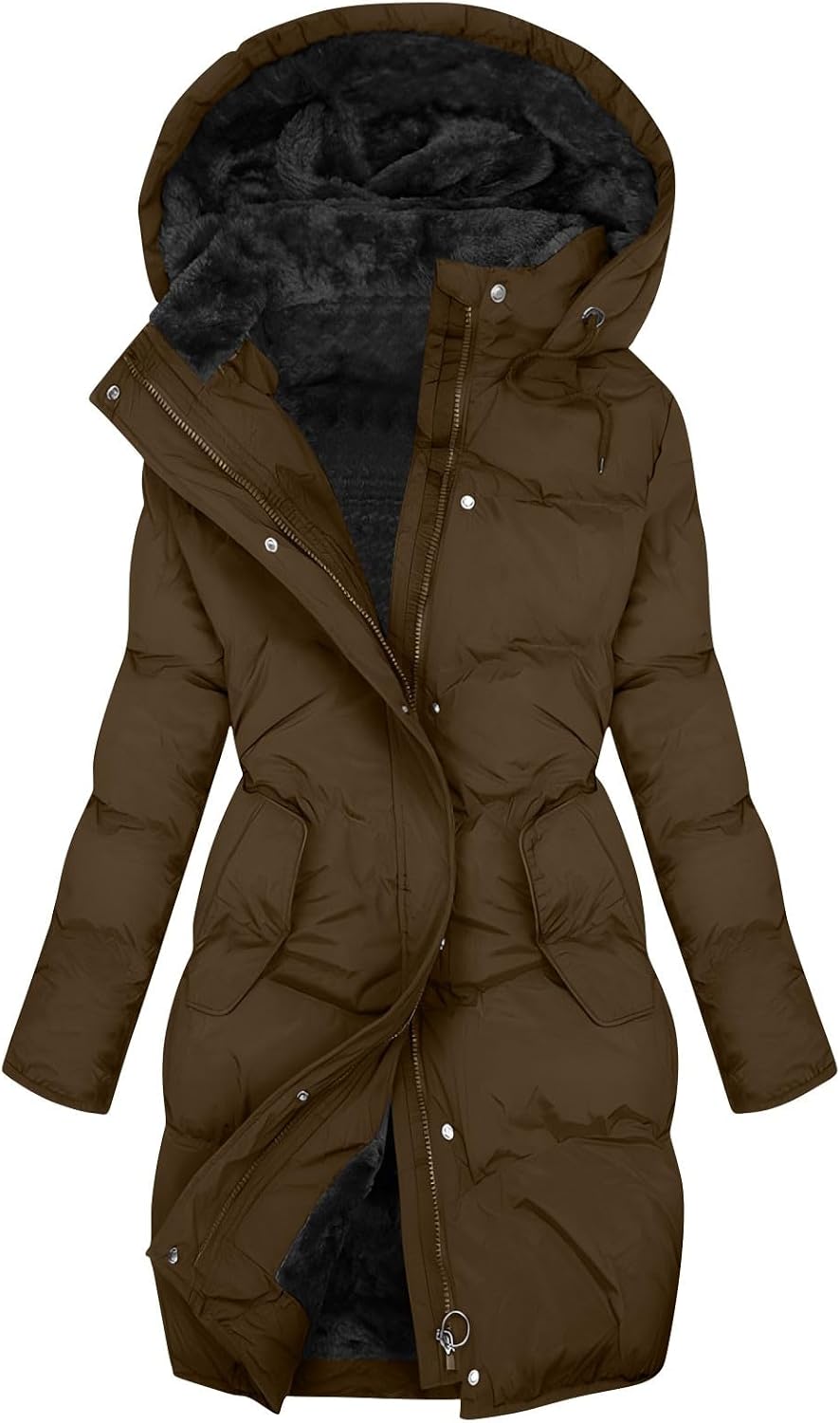 Winter Jackets For Women Uk Womens Coats Waterproof Puffer Jackets With Hood Ladies Plus Size Long Puffer Coat Full Zip Up Quilted Fleece Jacket Heated Jacket Trench Coats Body Warmers Fashion Clothes