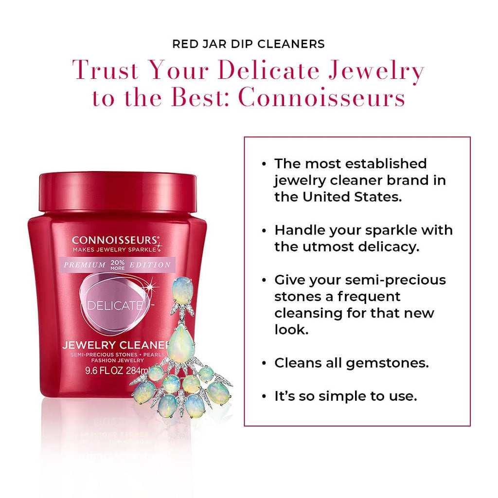 CONNOISSEURS Premium Edition Jewelry Cleaner, Value Size 9.6oz - Pick from Fine, Silver or Delicate Jewelry Cleaner