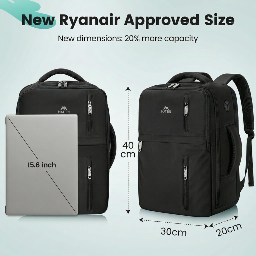 MATEIN for New Ryanair Cabin Bags 40x30x20, Travel Backpack Cabin Size