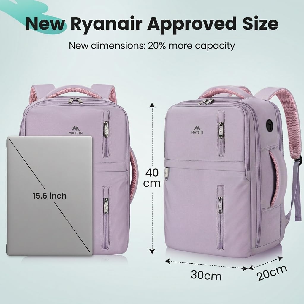 MATEIN for New Ryanair Cabin Bags 40x30x20, Travel Backpack Cabin Size