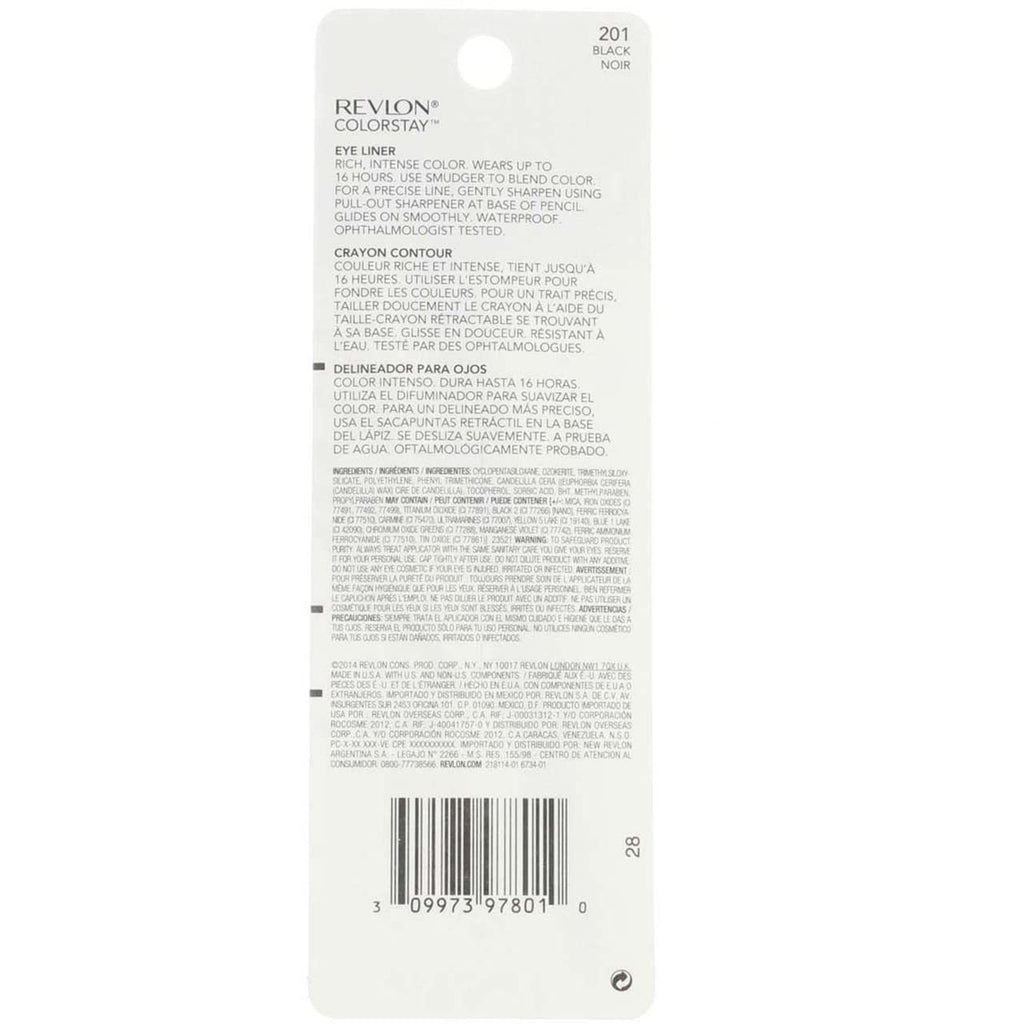 Revlon ColorStay Pencil Waterproof Eyeliner, 202 Black Brown, 0.01 oz