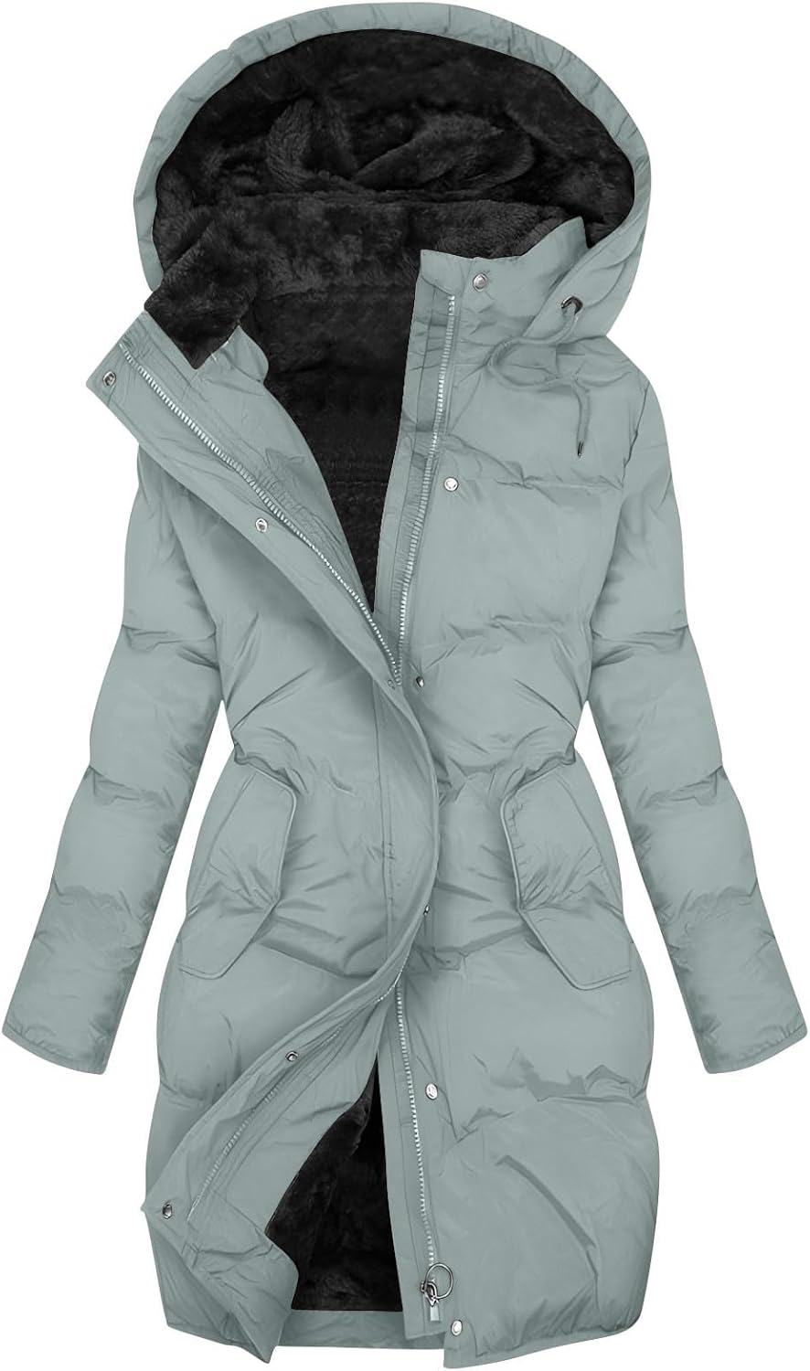 Winter Jackets For Women Uk Womens Coats Waterproof Puffer Jackets With Hood Ladies Plus Size Long Puffer Coat Full Zip Up Quilted Fleece Jacket Heated Jacket Trench Coats Body Warmers Fashion Clothes