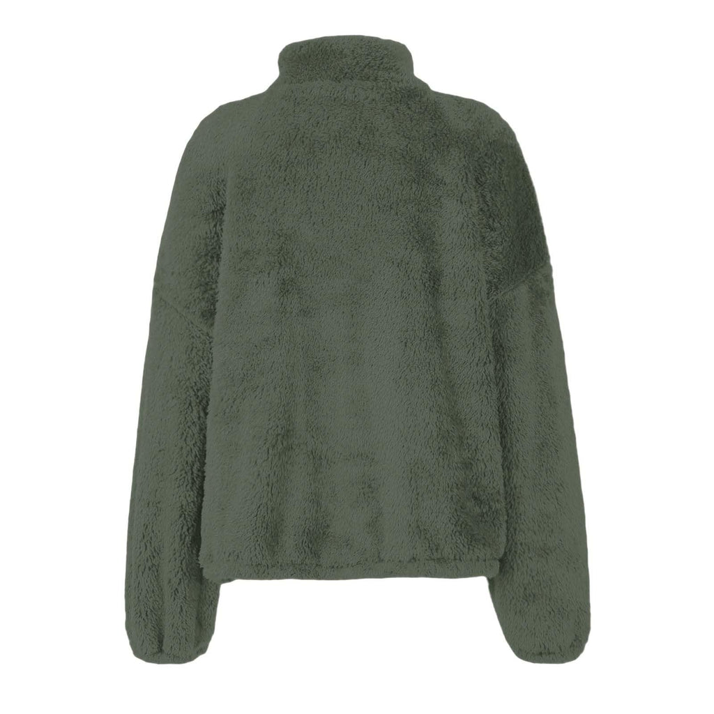 Teddy Fleece Jacket Women 2026 Fashion Half Zip Crop Long Sleeve Stand Collar Fleece Tunic Tops Blouse Zip Up Double Jumpers Loose Fit Casual Fluffy Pullover Tops Sweatshirts Fall Winter Warm Coats