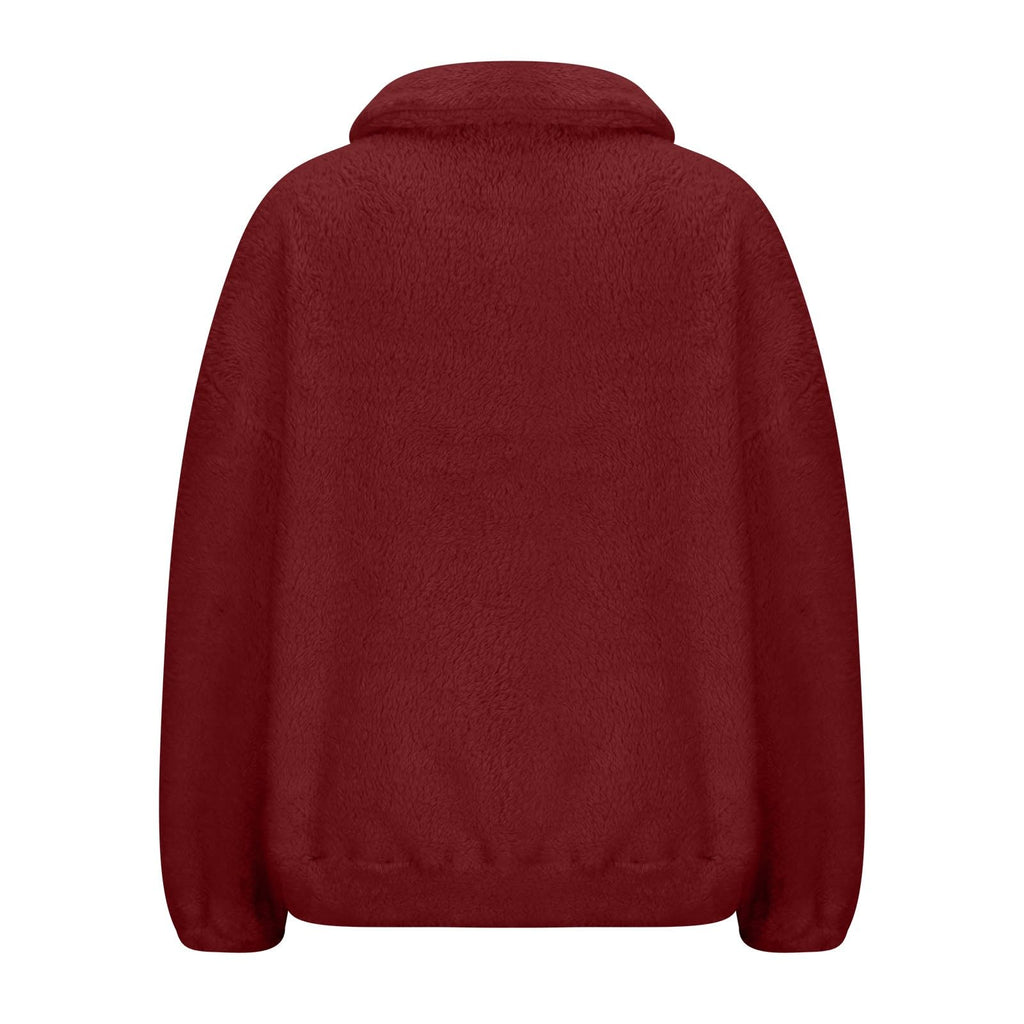 Teddy Fleece Jacket Women 2026 Fashion Half Zip Crop Long Sleeve Stand Collar Fleece Tunic Tops Blouse Zip Up Double Jumpers Loose Fit Casual Fluffy Pullover Tops Sweatshirts Fall Winter Warm Coats