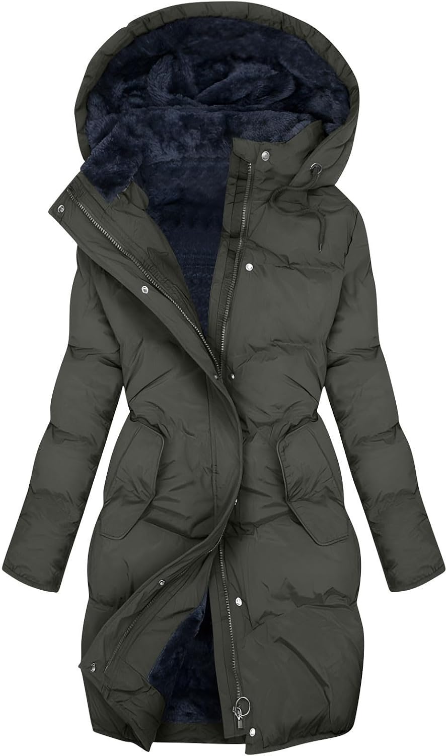 Winter Jackets For Women Uk Womens Coats Waterproof Puffer Jackets With Hood Ladies Plus Size Long Puffer Coat Full Zip Up Quilted Fleece Jacket Heated Jacket Trench Coats Body Warmers Fashion Clothes