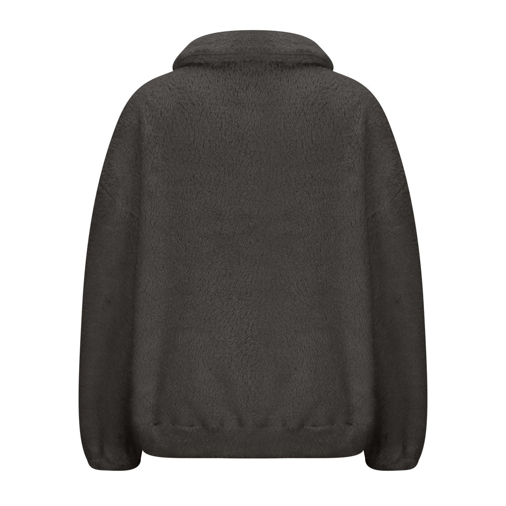 Teddy Fleece Jacket Women 2026 Fashion Half Zip Crop Long Sleeve Stand Collar Fleece Tunic Tops Blouse Zip Up Double Jumpers Loose Fit Casual Fluffy Pullover Tops Sweatshirts Fall Winter Warm Coats