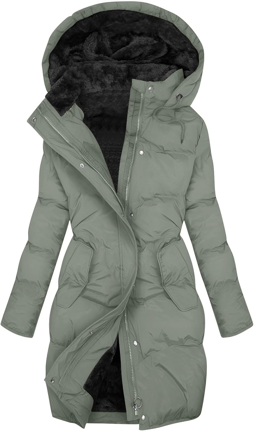 Winter Jackets For Women Uk Womens Coats Waterproof Puffer Jackets With Hood Ladies Plus Size Long Puffer Coat Full Zip Up Quilted Fleece Jacket Heated Jacket Trench Coats Body Warmers Fashion Clothes