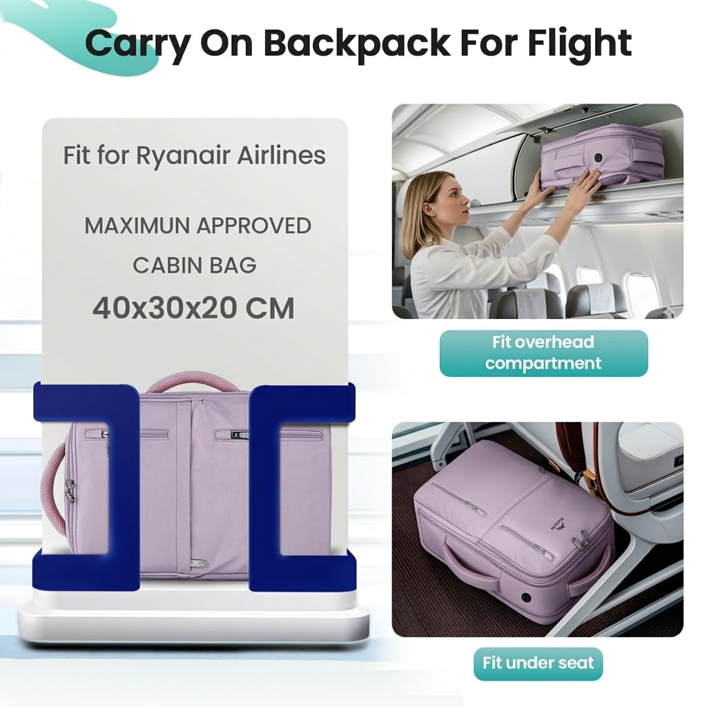 MATEIN for New Ryanair Cabin Bags 40x30x20, Travel Backpack Cabin Size