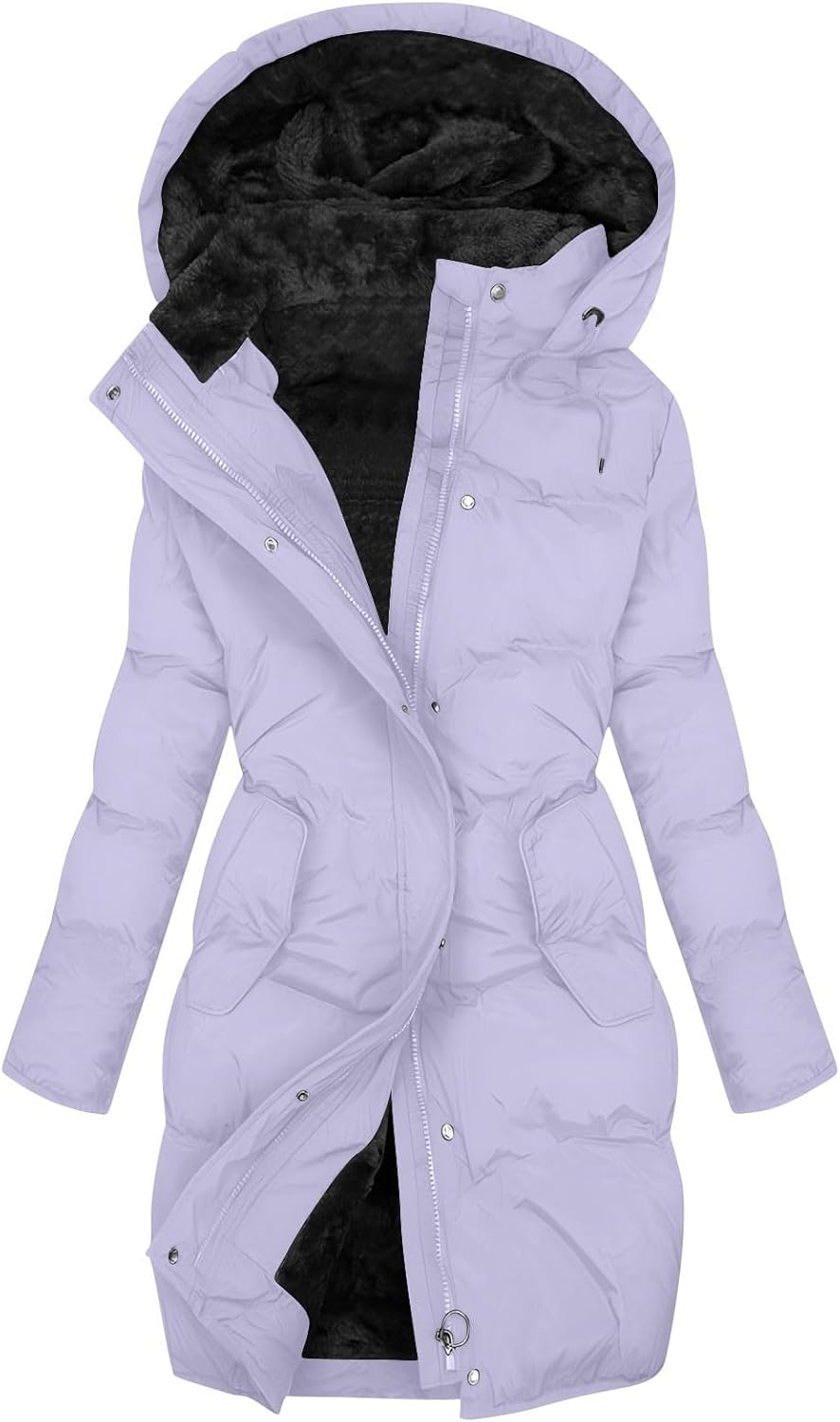 Winter Jackets For Women Uk Womens Coats Waterproof Puffer Jackets With Hood Ladies Plus Size Long Puffer Coat Full Zip Up Quilted Fleece Jacket Heated Jacket Trench Coats Body Warmers Fashion Clothes