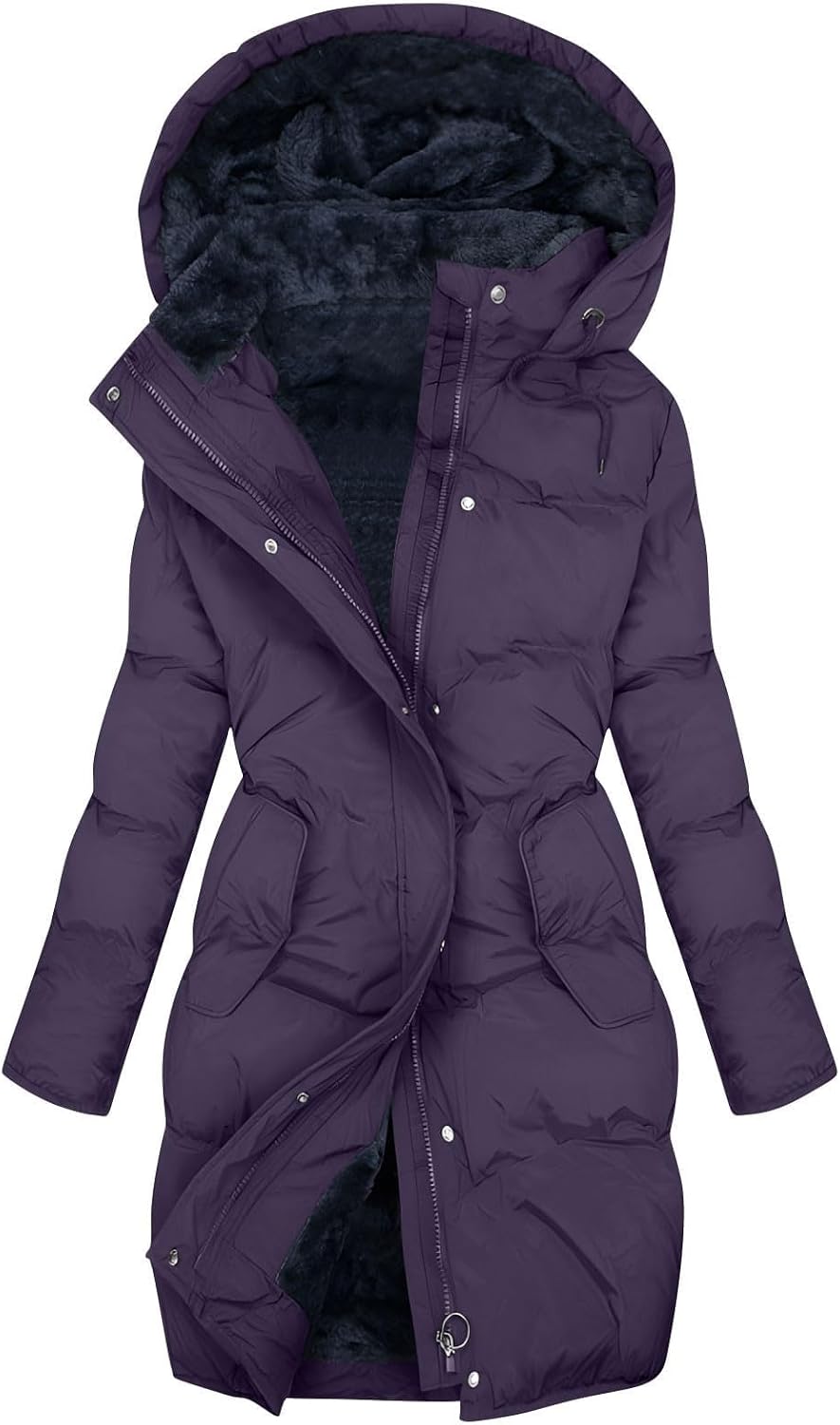 Winter Jackets For Women Uk Womens Coats Waterproof Puffer Jackets With Hood Ladies Plus Size Long Puffer Coat Full Zip Up Quilted Fleece Jacket Heated Jacket Trench Coats Body Warmers Fashion Clothes