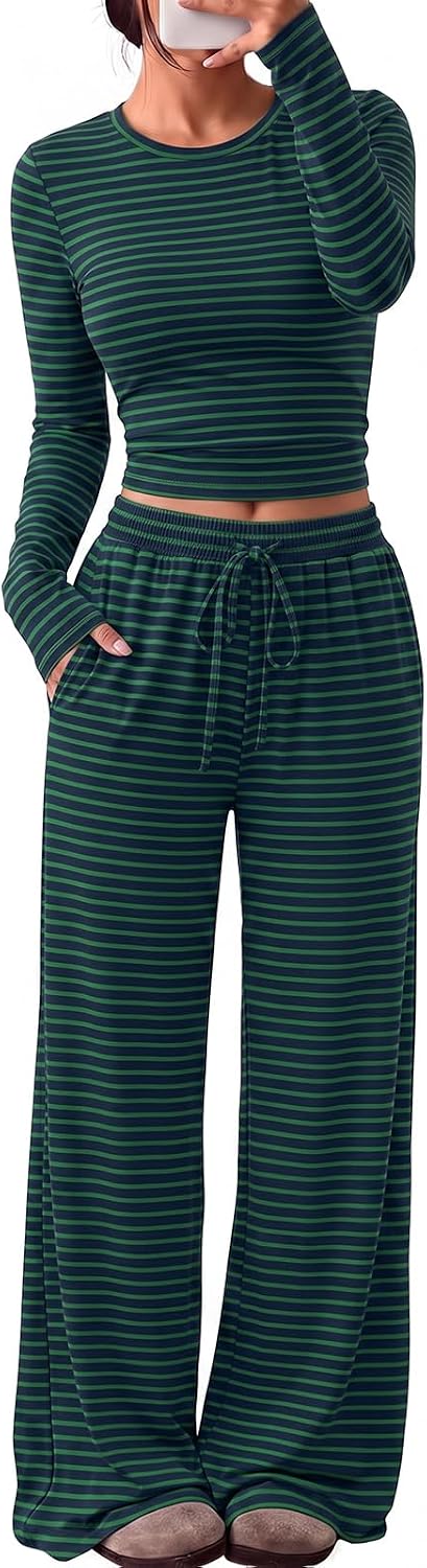 Trendy Queen Women's 2 Piece 2026 Fall Fashion Lounge Set with Pockets