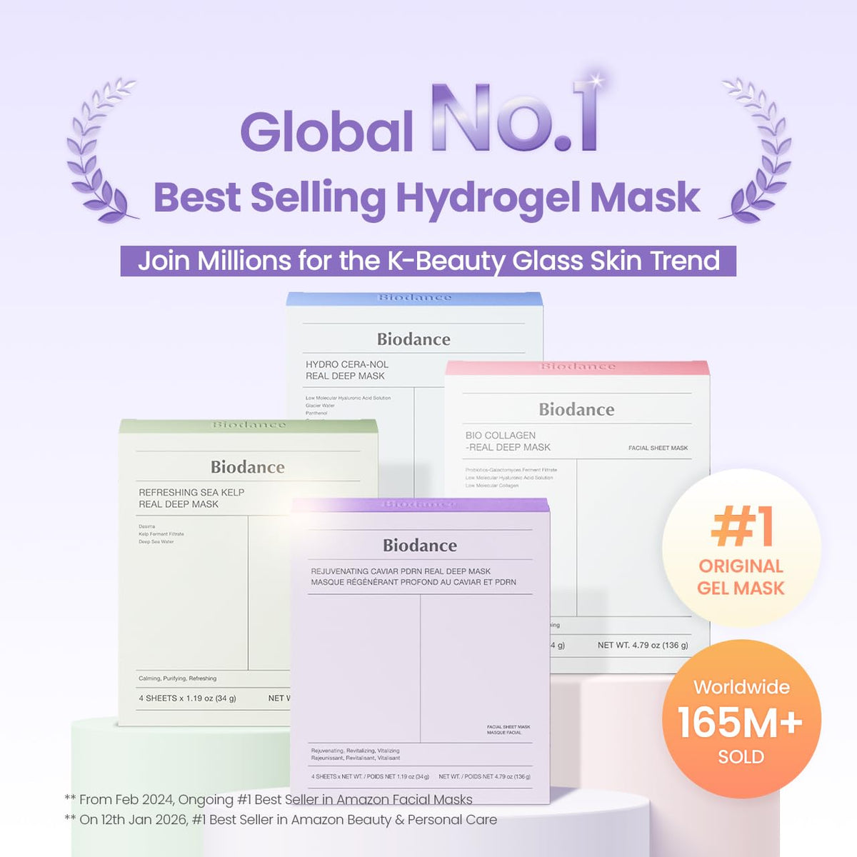 BIODANCE Bio-Collagen Real Deep Mask, Hydrating Overnight Hydrogel Face Mask, Pore Minimizing, Elasticity, Plumping, Travel Essentials & Self Care Gifts for Women, Korean Skin Care | 1.19oz(34g) x 4ea