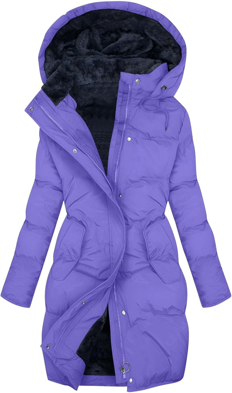 Winter Jackets For Women Uk Womens Coats Waterproof Puffer Jackets With Hood Ladies Plus Size Long Puffer Coat Full Zip Up Quilted Fleece Jacket Heated Jacket Trench Coats Body Warmers Fashion Clothes