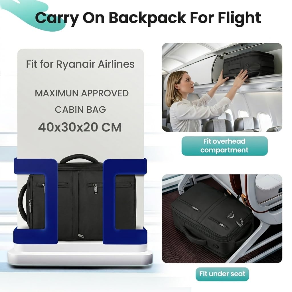 MATEIN for New Ryanair Cabin Bags 40x30x20, Travel Backpack Cabin Size