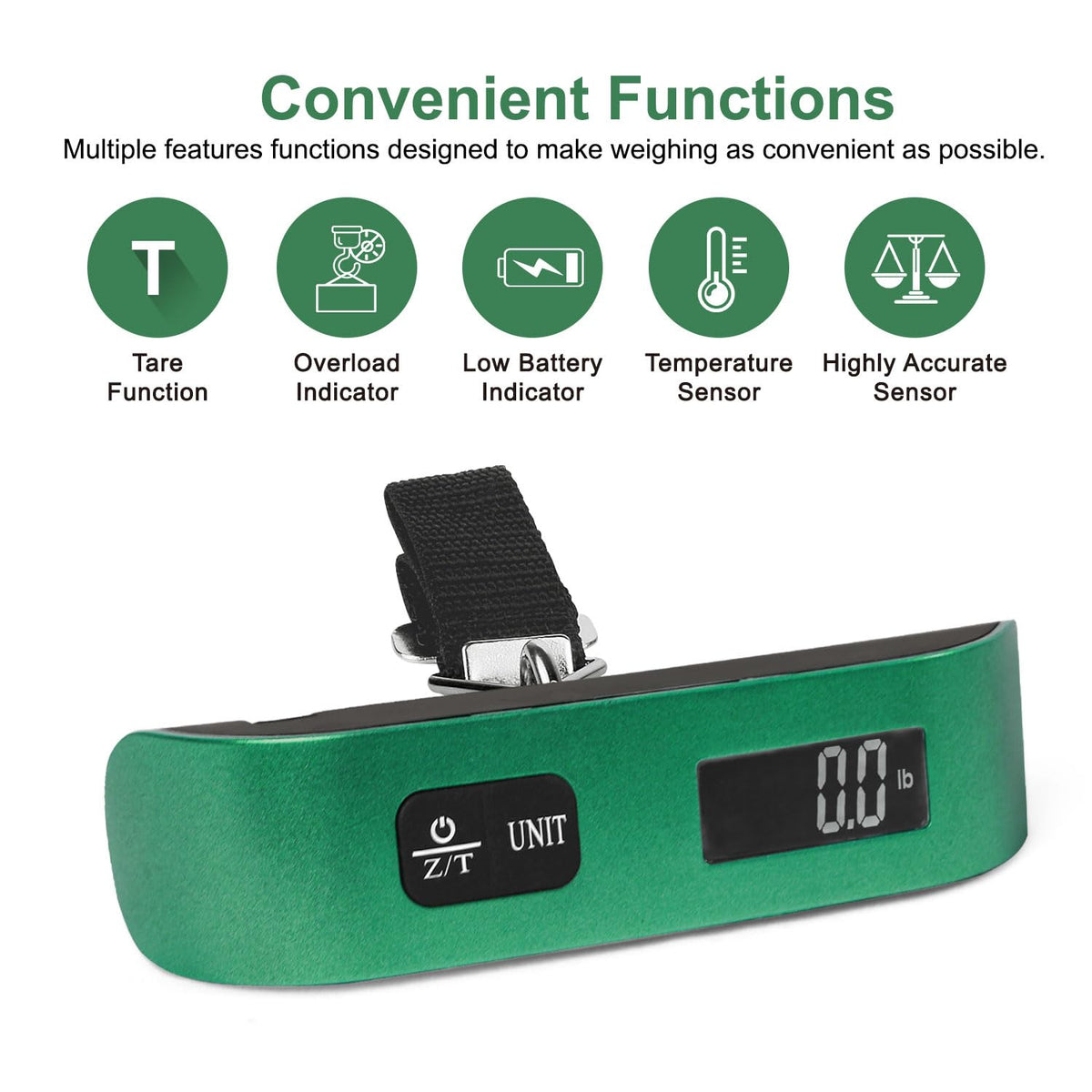 travel inspira Digital Luggage Scale – Portable Hanging Suitcase Weight Scale for Travel, 110 lb Capacity, Backlit LCD Display, Prevents Airport Overweight Fees, Battery Included