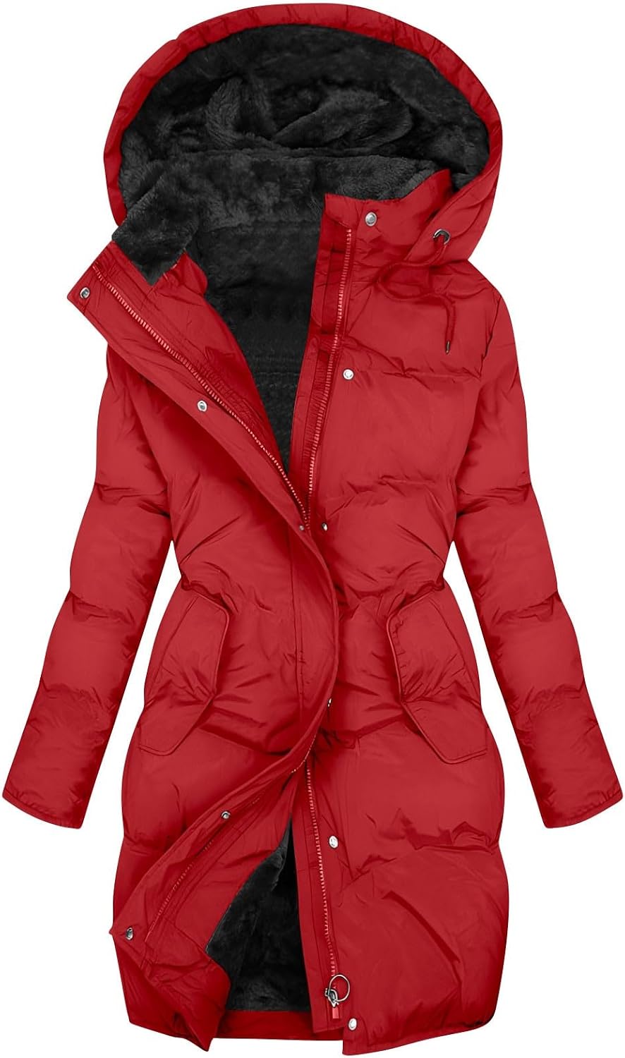 Winter Jackets For Women Uk Womens Coats Waterproof Puffer Jackets With Hood Ladies Plus Size Long Puffer Coat Full Zip Up Quilted Fleece Jacket Heated Jacket Trench Coats Body Warmers Fashion Clothes