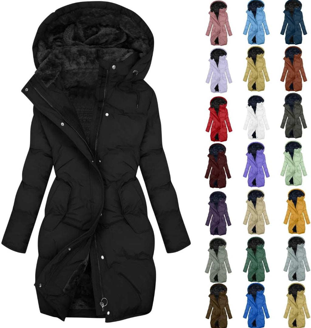 Winter Jackets For Women Uk Womens Coats Waterproof Puffer Jackets With Hood Ladies Plus Size Long Puffer Coat Full Zip Up Quilted Fleece Jacket Heated Jacket Trench Coats Body Warmers Fashion Clothes