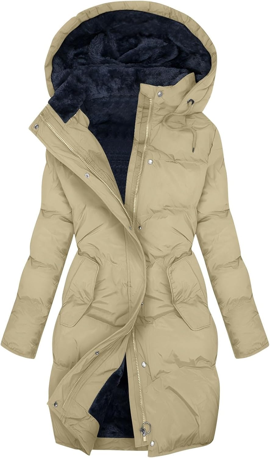 Winter Jackets For Women Uk Womens Coats Waterproof Puffer Jackets With Hood Ladies Plus Size Long Puffer Coat Full Zip Up Quilted Fleece Jacket Heated Jacket Trench Coats Body Warmers Fashion Clothes