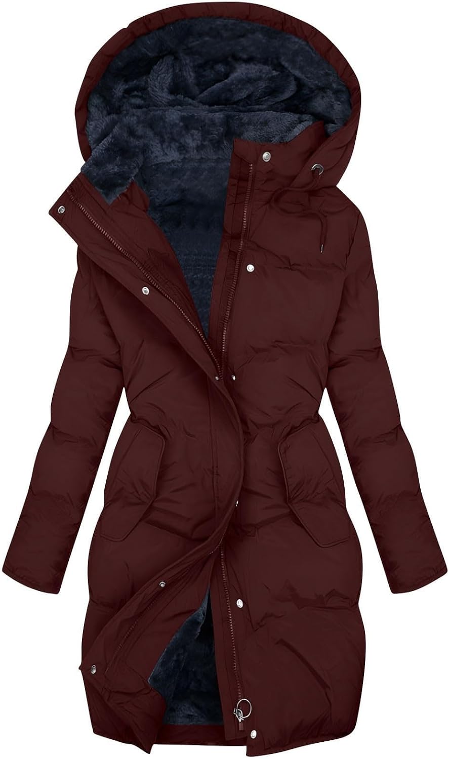 Winter Jackets For Women Uk Womens Coats Waterproof Puffer Jackets With Hood Ladies Plus Size Long Puffer Coat Full Zip Up Quilted Fleece Jacket Heated Jacket Trench Coats Body Warmers Fashion Clothes