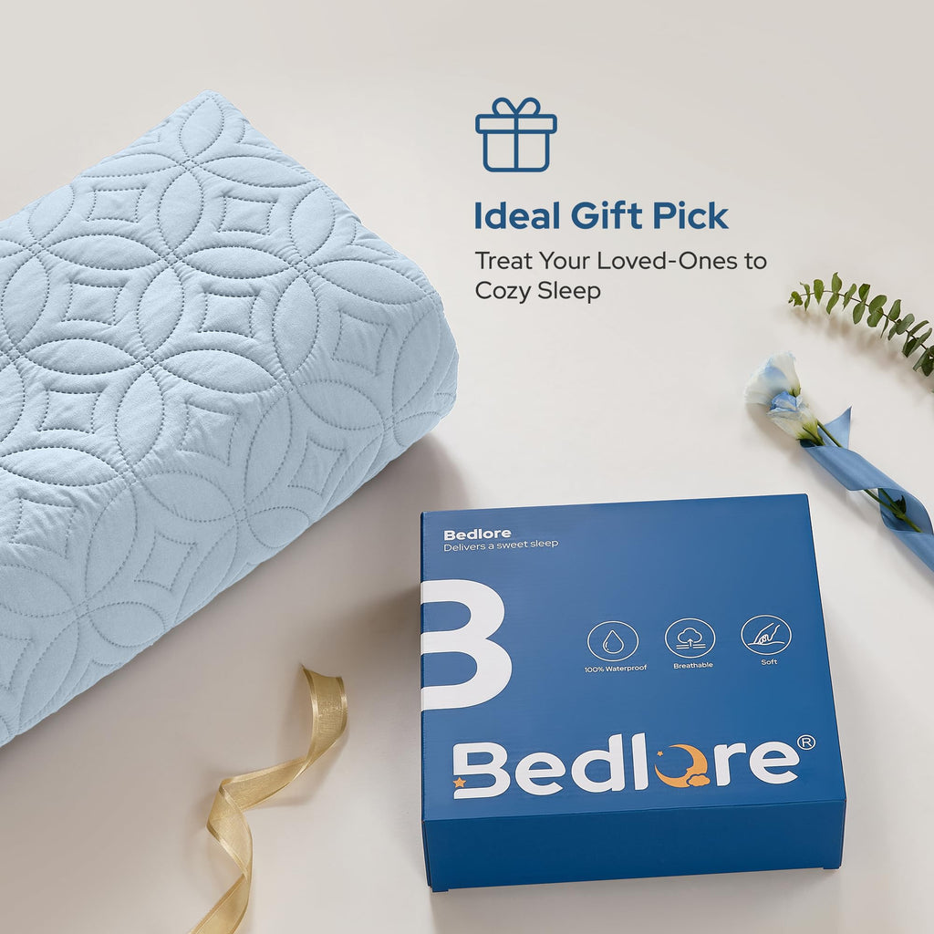 BEDLORE Waterproof Mattress Protector, Queen Size Mattress Pad Noiseless