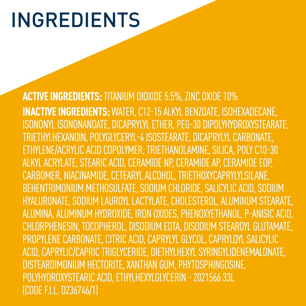 CeraVe Tinted Sunscreen for Face, Mineral SPF 30 Moisturizer, Medium, 1.7oz