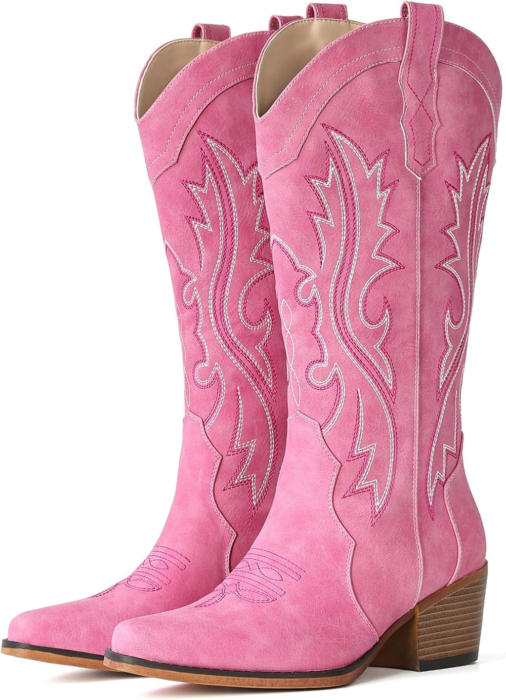 IUV Cowboy Boots For Women Western Cowgirl Boots Mid Calf Snip Toe