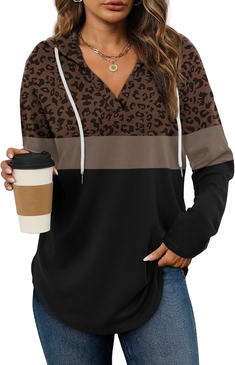Bofell Womens Fashion Tops Hoodies for Women Pullover Oversized Sweatshirts Long SLeeve Shirts Loose Fit