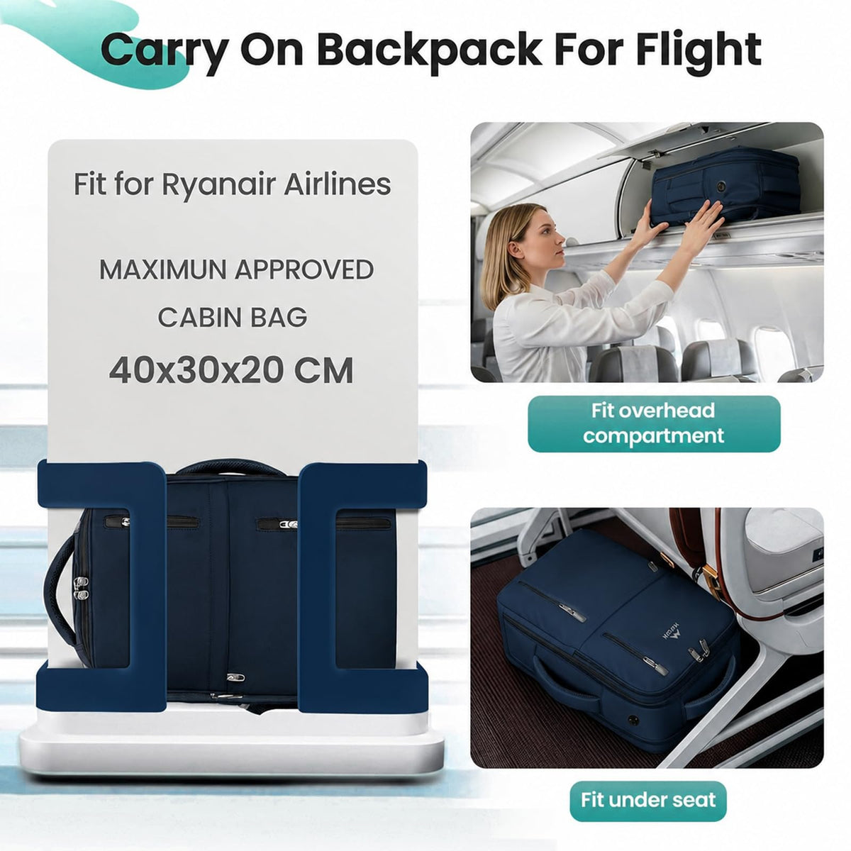 MATEIN for New Ryanair Cabin Bags 40x30x20, Travel Backpack Cabin Size