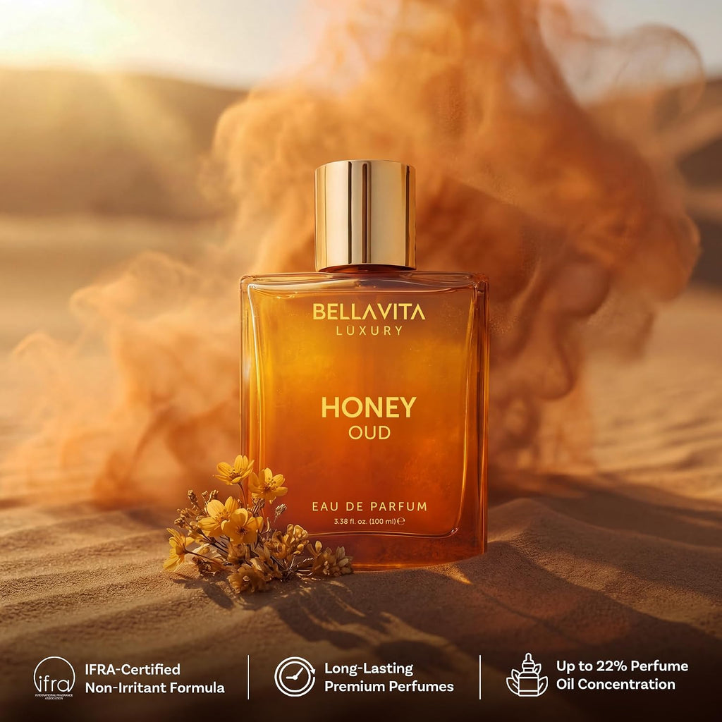 Bellavita Luxury Honey Oud Eau de Parfum | 100 ml (3.4 fl.oz.) | Perfume for Men and Women | Sweet Honey, Bergamot, Oud, and Amber Notes